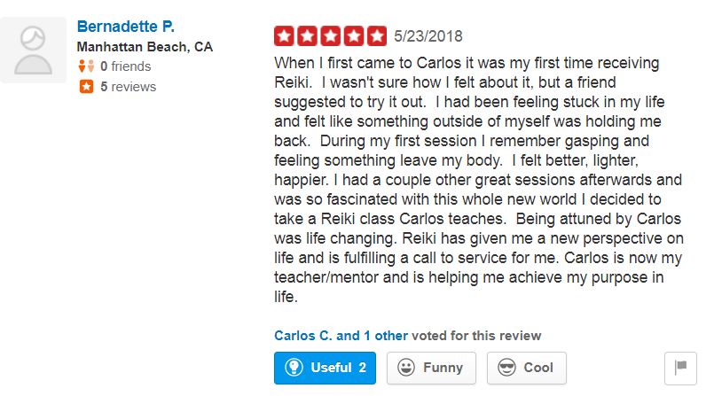 Reiki Student Review Los Angeles Torrance