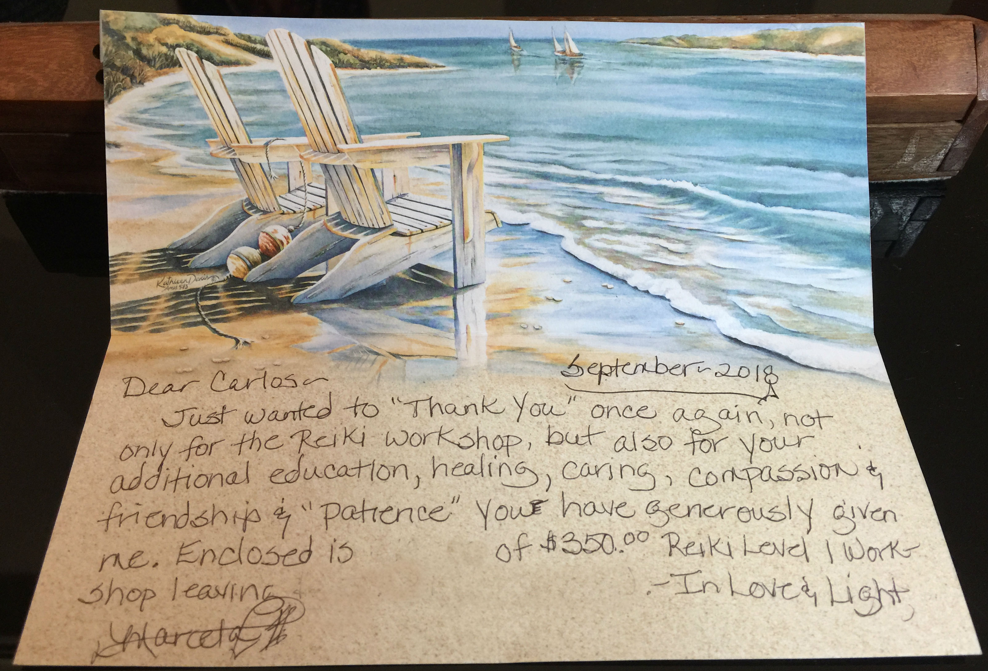 Marcela Thank You Card-Reiki 1 Class