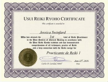 Reiki Certificate Samples-Torrance-Los Angeles